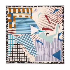 100% Silk Twill Hand-Made Scarf – Abstract Harmony 90x90cm