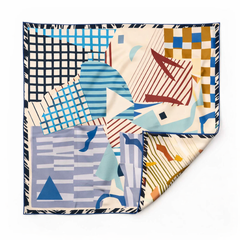 100% Silk Twill Hand-Made Scarf – Abstract Harmony 90x90cm