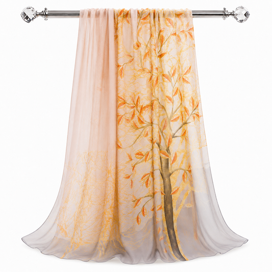 100% Silk Chiffon Long Scarf – Lightweight Twilley Golden Willow 180×110cm