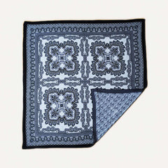 100% Silk Twill Hand-Made Scarf – Classic Blue Paisley 90x90cm