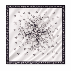 Butterfly Tree 100% Silk Twill Scarf – Double-Sided, 90×90cm