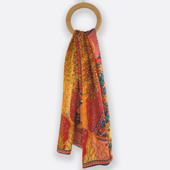 Crimson Leaf Scarf / 100% Silk / 180x110cm