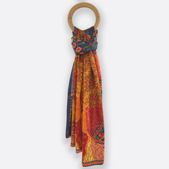 Crimson Leaf Scarf / 100% Silk / 180x110cm