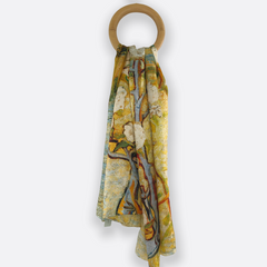 Golden Bloom Scarf / 100% Silk / 180x110cm