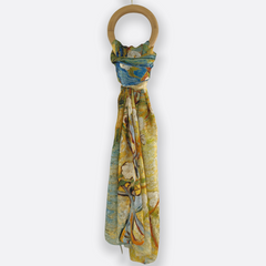 Golden Bloom Scarf / 100% Silk / 180x110cm