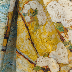 Golden Bloom Scarf / 100% Silk / 180x110cm