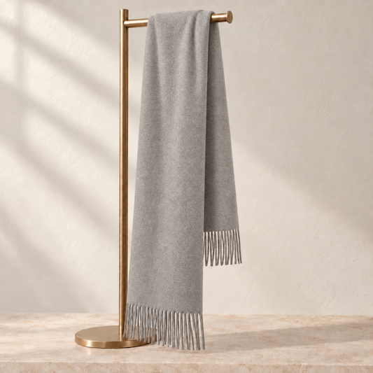 Luxury Pure Cashmere Scarf - Heather Grey / 180x30cm
