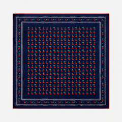 Retro Cherry Print Silk/Wool Scarf – Vintage French Style 60x60 cm