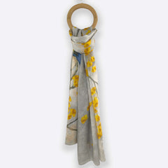 Gold Floral Scarf / 100% Silk / 180x110cm