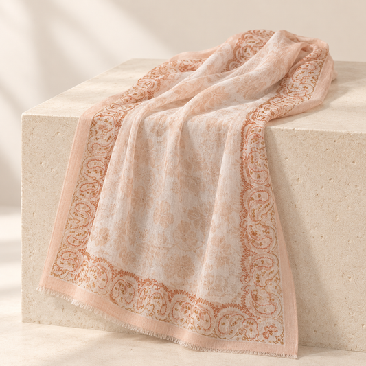 Aurelia Featherlight Cashmere Stole – Blush Paisley