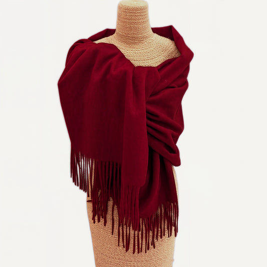 Luxury Pure Cashmere Scarf - Burgundy / 200x70cm