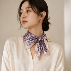 Foulard carré 100% Soie 54x54 cm - Géométrique Violet