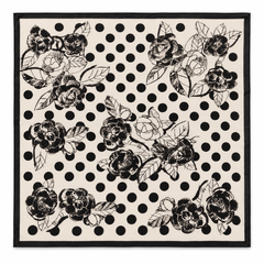 100% Silk Square Scarf 54x54 cm - Polka Dot Floral