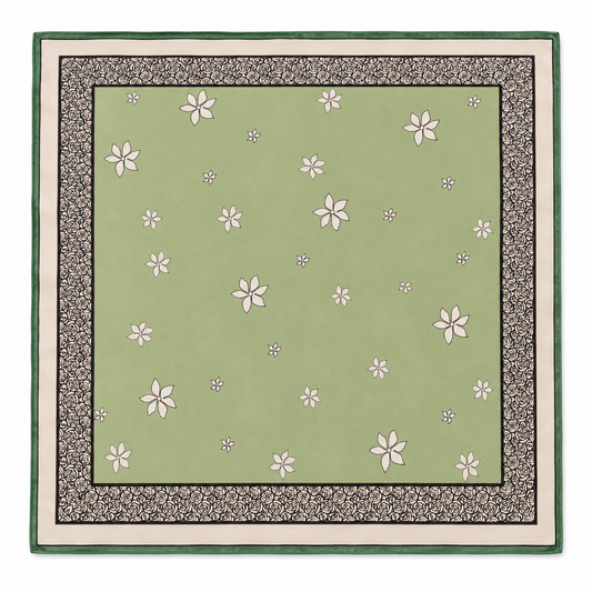 100% Silk Square Scarf 54x54 cm -Sage Garden