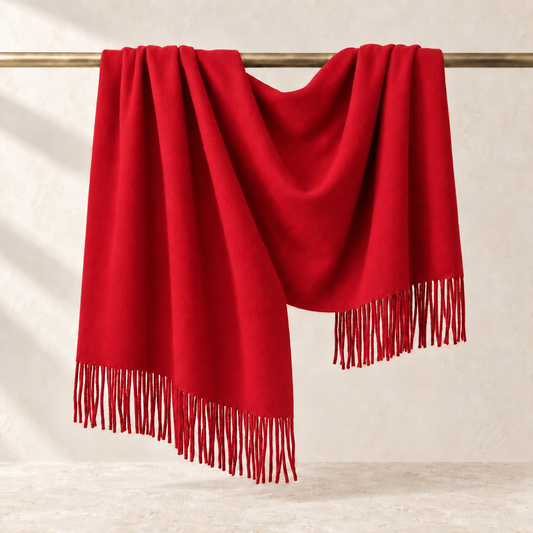 Écharpe de luxe en pur cachemire - Rouge classique / 200x70cm