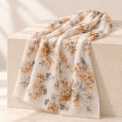 Aurelia Featherlight Cashmere Stole – Ivory Blossom