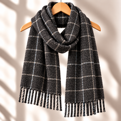 100% Mongolian Wool Check Scarf
