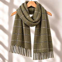 100% Mongolian Wool Check Scarf