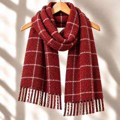 100% Mongolian Wool Check Scarf
