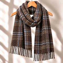 100% Mongolian Wool Multi-Strip Plaid Scarf