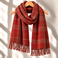 100% Mongolian Wool Multi-Strip Plaid Scarf
