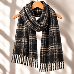 100% Mongolian Wool Multi-Strip Plaid Scarf
