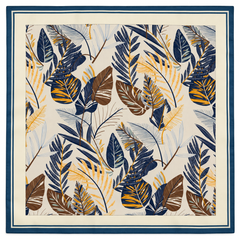 100% Silk Square Scarf 54x54 cm - Tropical Foliage