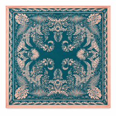 100% Silk Square Scarf 54x54 cm - Blush Botanica