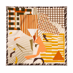 100% Silk Twill Hand-Made Scarf – Abstract Harmony 90x90cm