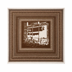 100% Silk Twill Hand-Made Scarf – Black & White Cafe Sketch 90x90cm