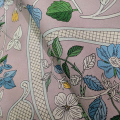 100% Silk Twill Hand-Made Scarf – Garden Landscape 90x90cm