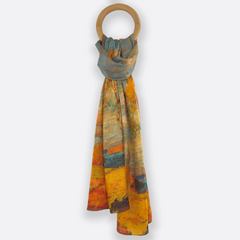 Autumn Oil Painting-Inspired Silk Scarf