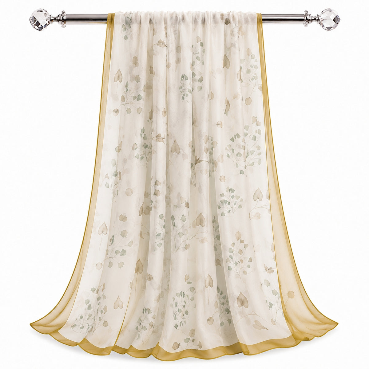 Écharpe longue 100 % soie mousseline – Twilley légère motif floral ivoire 180×110cm