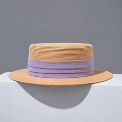 Classic Raffia Straw Boater Hat - Lightweight Summer Sun Hat
