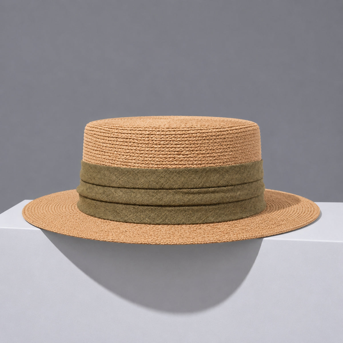 Classic Raffia Straw Boater Hat - Lightweight Summer Sun Hat