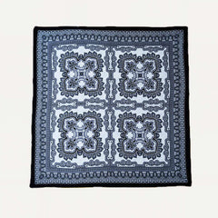 100% Silk Twill Hand-Made Scarf – Classic Blue Paisley 90x90cm