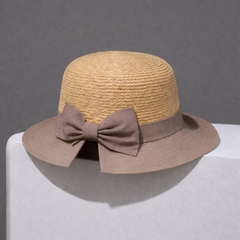 Elegant Raffia Straw Bow Hat - Summer Bucket Hat