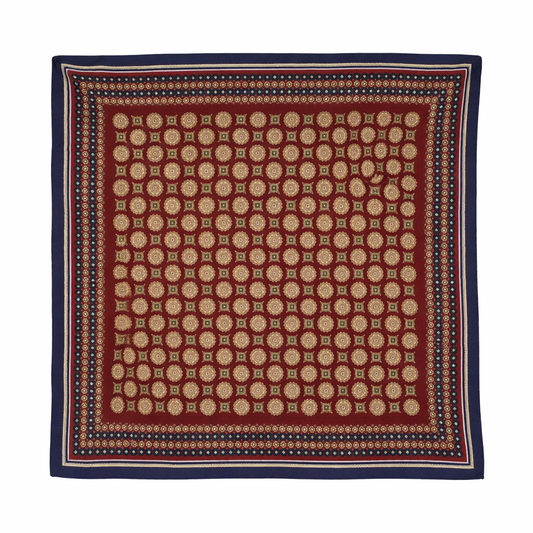 Classic Geometric Silk/Wool Scarf – Geometric Style 60x60 cm
