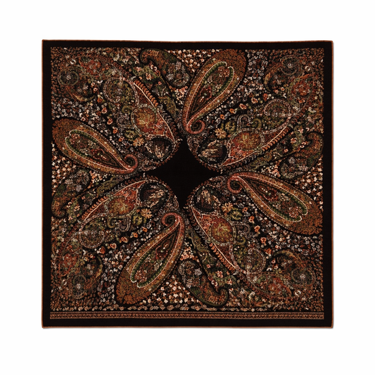 Vintage Paisley Jacquard Square Silk/Wool Scarf – Vintage French Style 60x60 cm