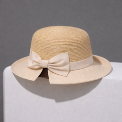 Elegant Raffia Straw Bow Hat - Summer Bucket Hat