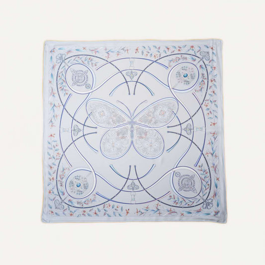 100% Silk Twill Hand-Made Scarf – Elegant Butterfly 90x90cm