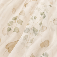 Écharpe longue 100 % soie mousseline – Twilley légère motif floral ivoire 180×110cm