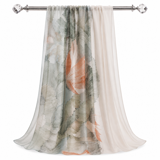 100% Silk Chiffon Long Scarf – Lightweight Twilley Whispering Lotus 180×110cm