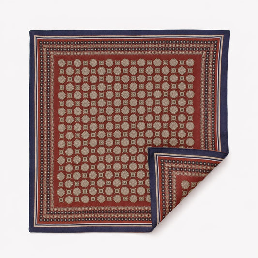 Classic Geometric Silk/Wool Scarf – Geometric Style 60x60 cm