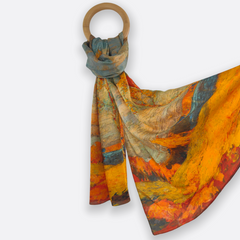 Autumn Oil Scarf / 100% Silk / 180x110cm