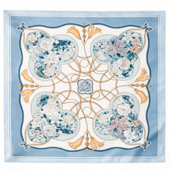Blooming Chain Tassel 100% Silk Twill Scarf – Double-Sided, 90×90cm
