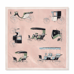 Foulard en twill de soie 100 % double face Élégance de calèche – 90 × 90 cm
