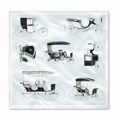 Foulard en twill de soie 100 % double face Élégance de calèche – 90 × 90 cm