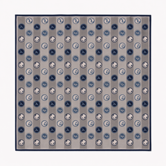 Classic Geometric Silk/Wool Scarf – Grey Navy Geometric Style 60x60 cm