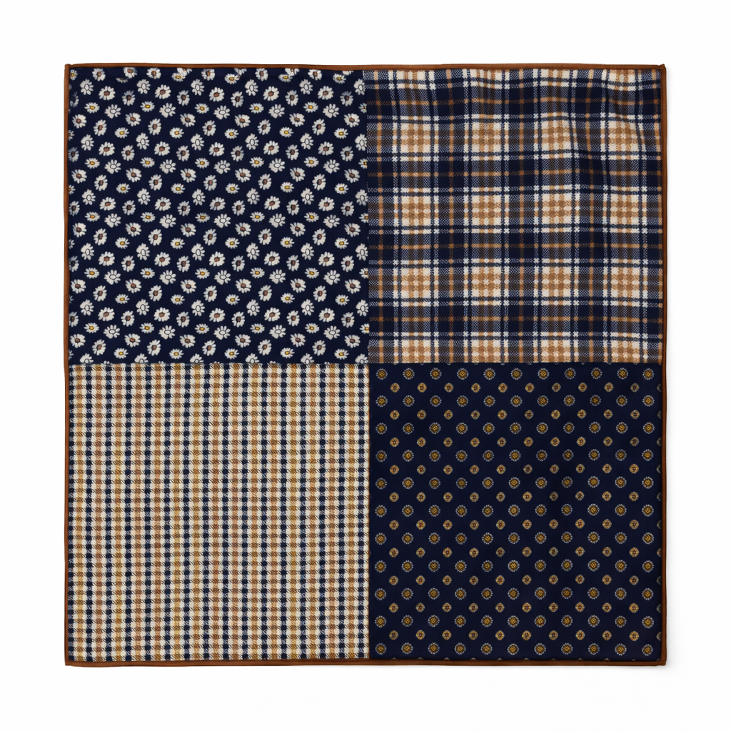 Classic Muti Pattern Silk/Wool Scarf – Black Muti Pattern Style 60x60 cm
